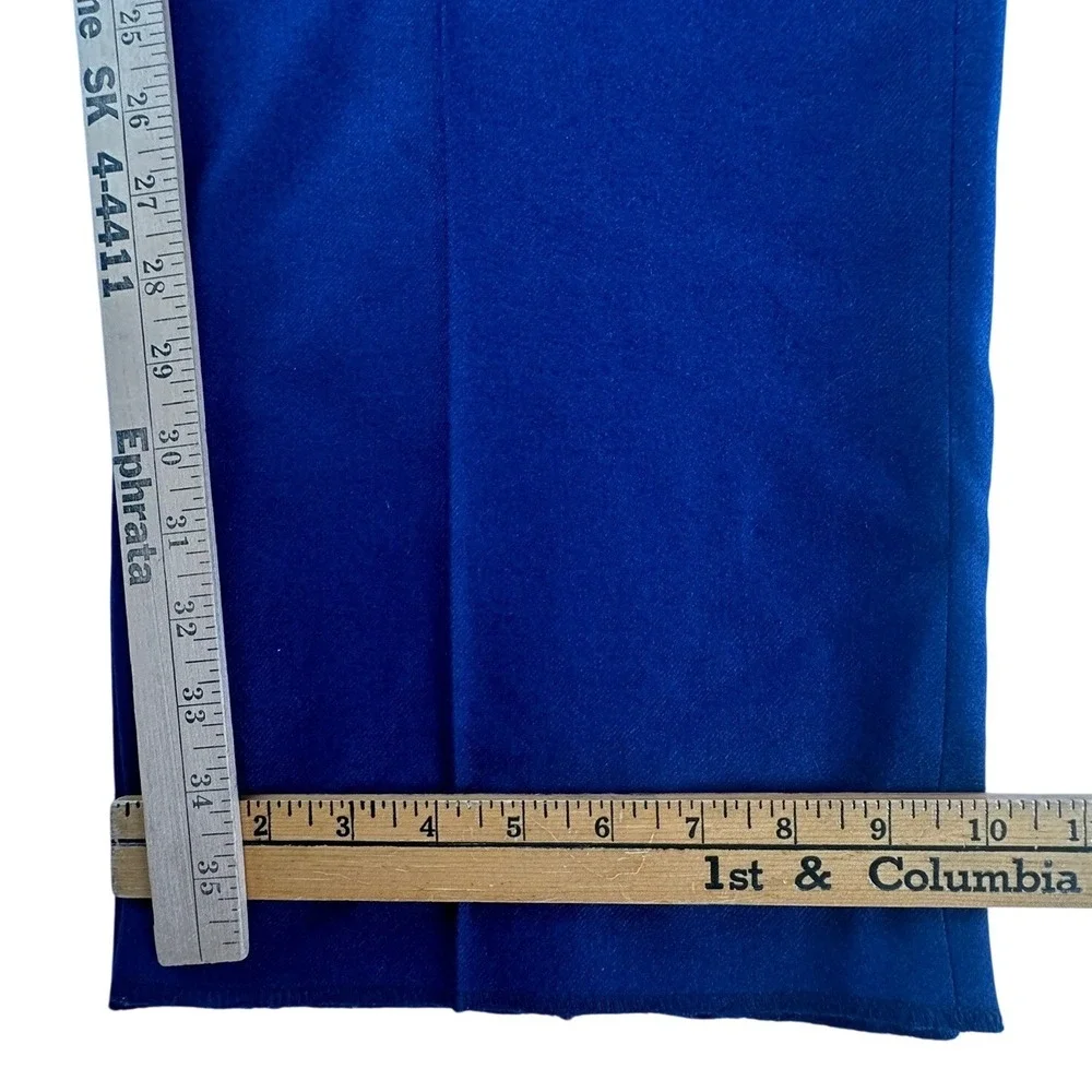 Paul Fredrick Mens 50‎ Dress Pants Blue Wool Pleated Solid Trousers Unhemmed NWT